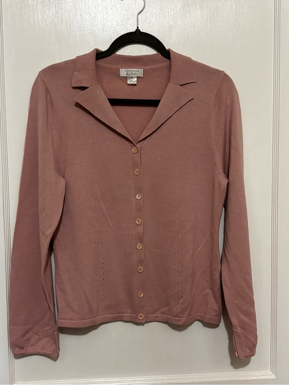 Christopher & Banks Mauve Pink Button-Front Collared Cardigan